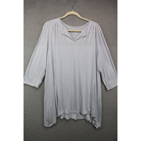 LOGO by Lori Goldstein 3/4 Sleeve Light Gray Tunic-Size Large - Picture 1 of 9
